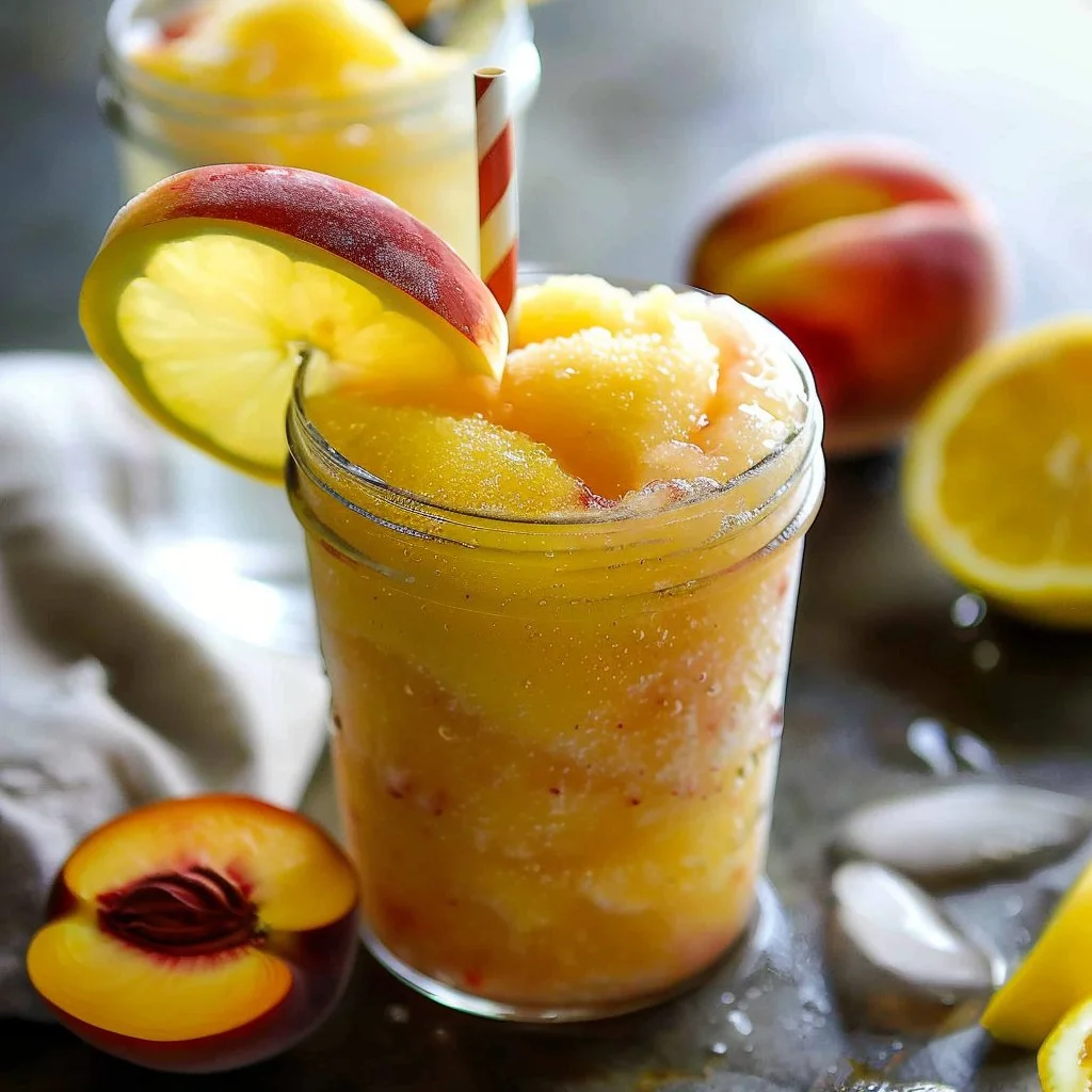 Frozen Peach Lemonade Slushies