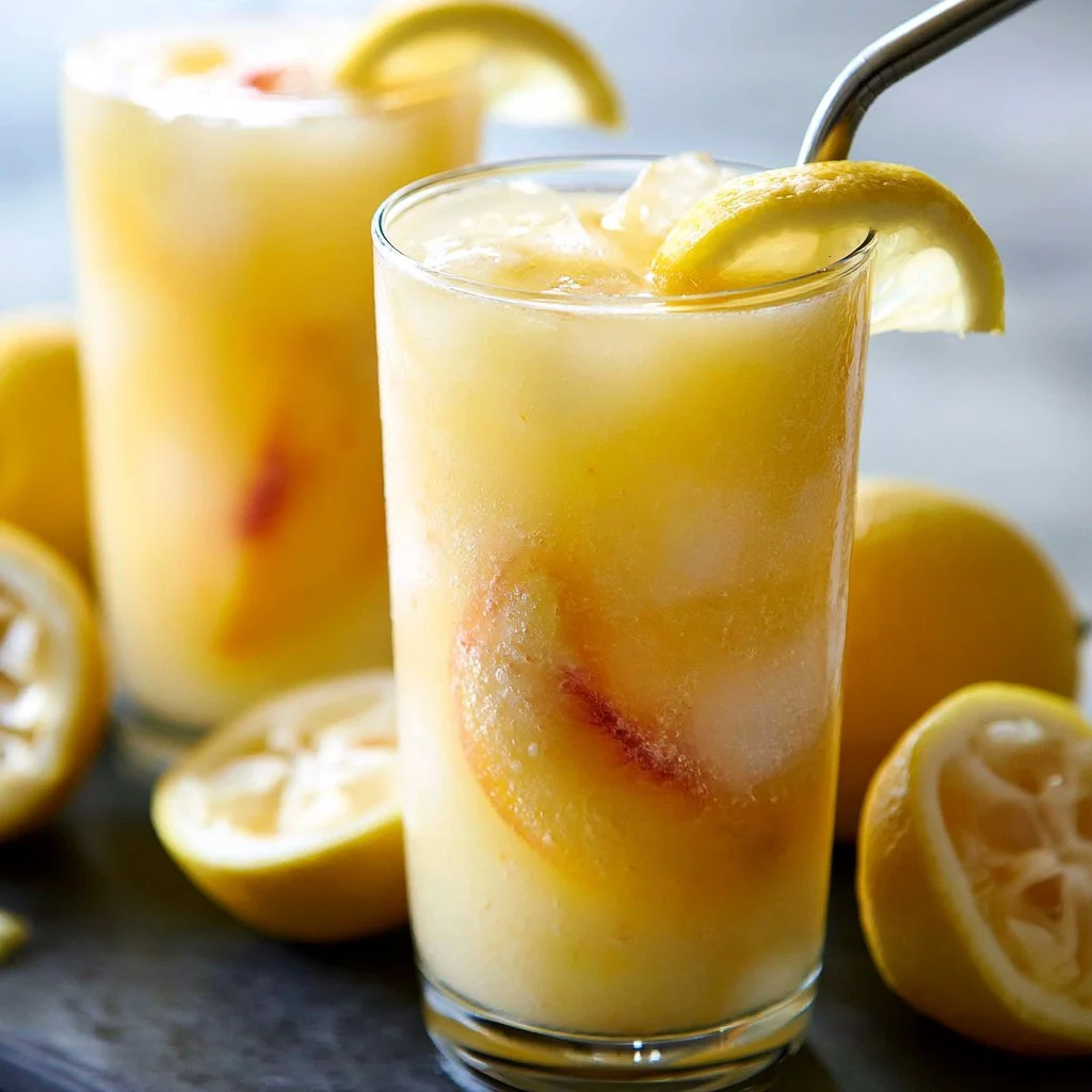 Frozen Peach Lemonade Slushies