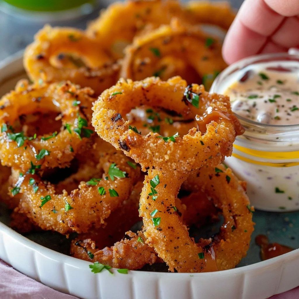 Grilled Sweet Onion Rings with Smoky Dipping Sauce