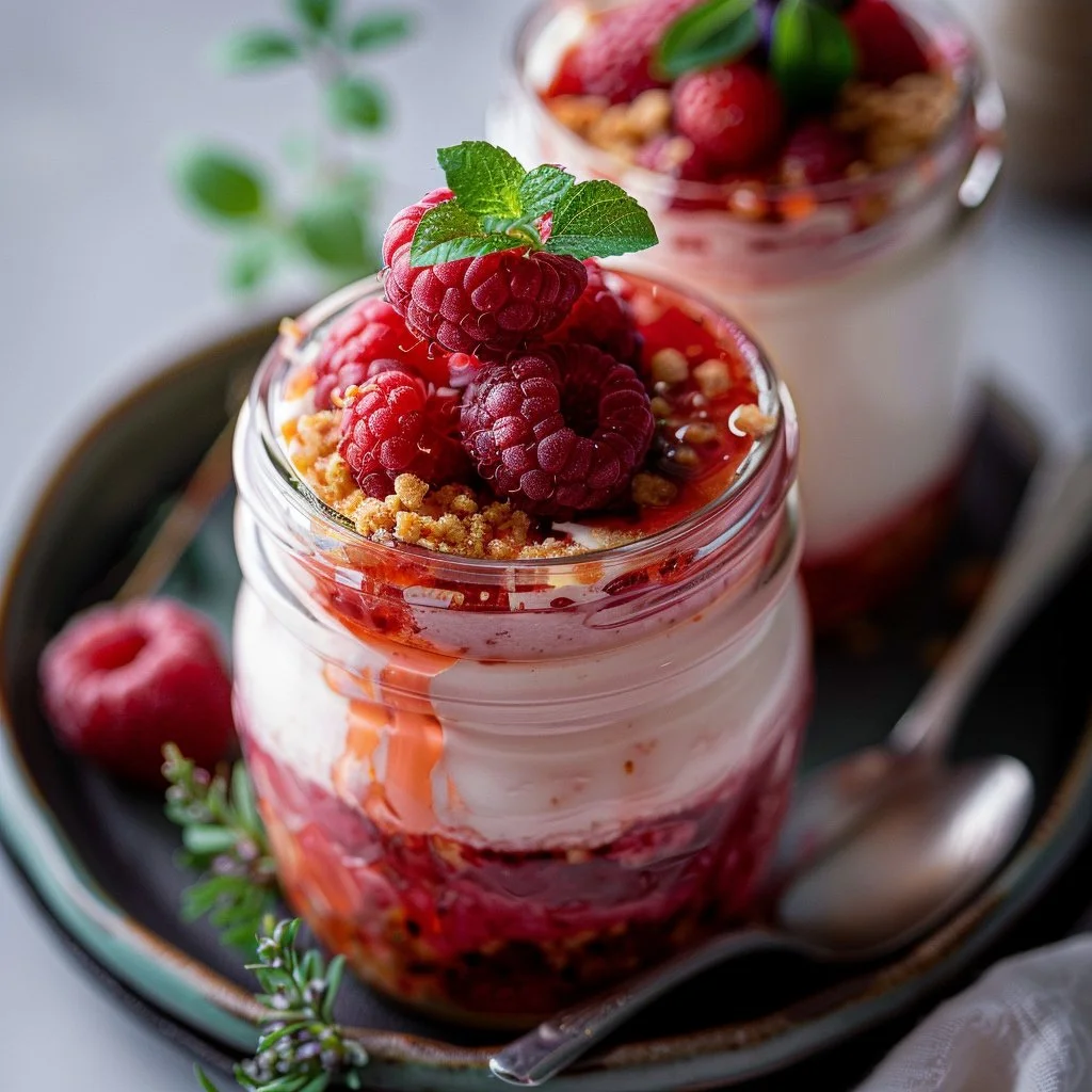 No-Bake Raspberry Cheesecake Jars