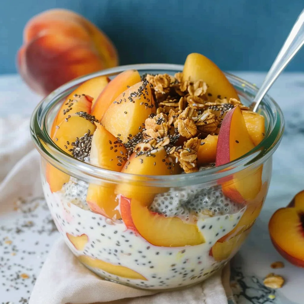 Peaches & Cream Overnight Chia Yogurt Parfait