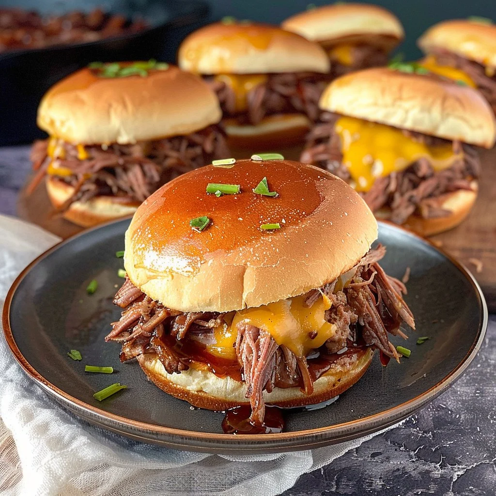 Pulled Beef and Cheddar Sliders