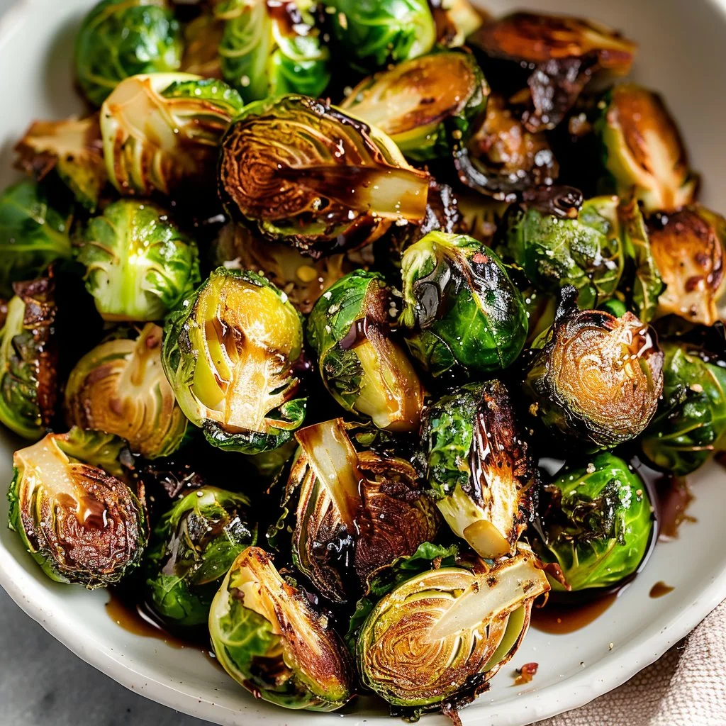 Oven Roasted Brussels Sprouts with Balsamic Glaze