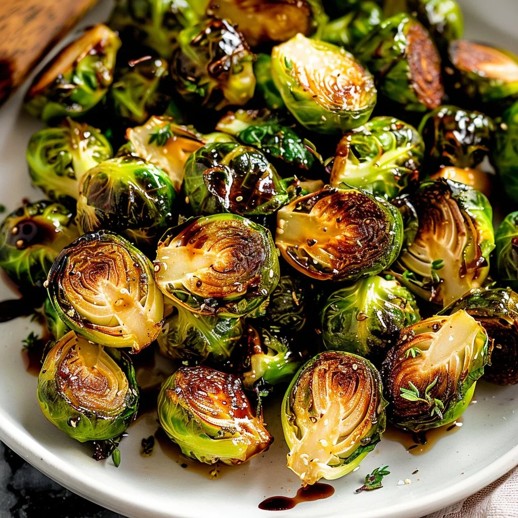 Oven Roasted Brussels Sprouts with Balsamic Glaze