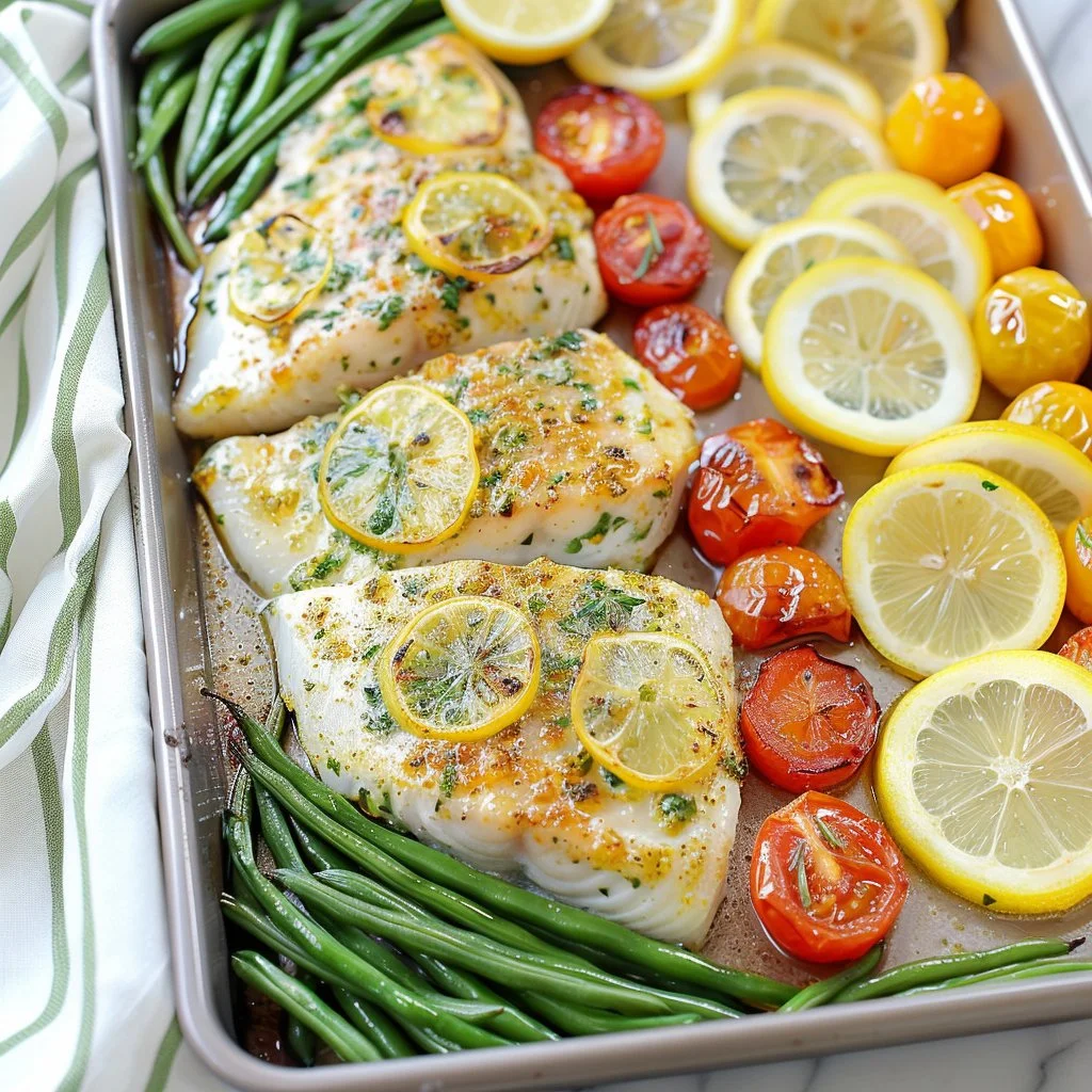 Sheet Pan Lemon Herb Tilapia with Roasted Green Beans