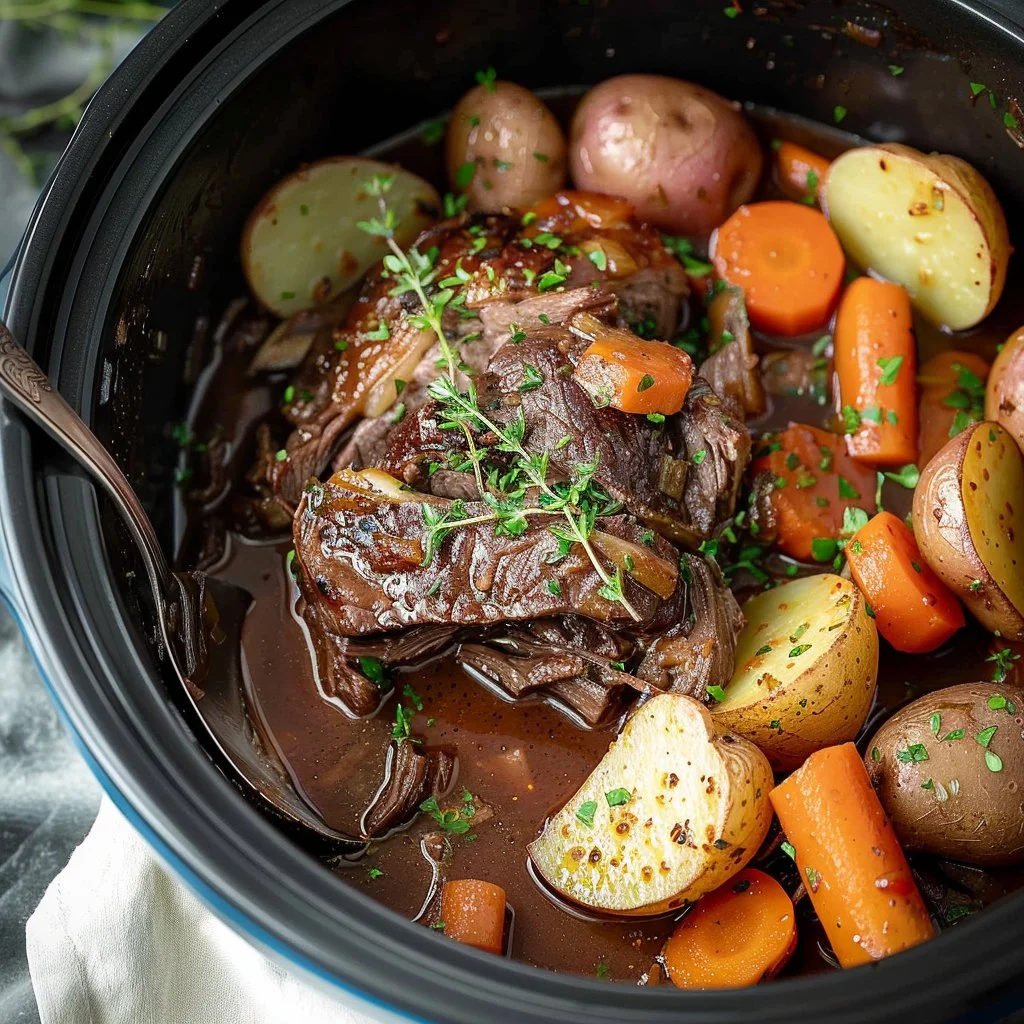 Slow Cooker Beef Pot Roast with Potatoes and Carrots