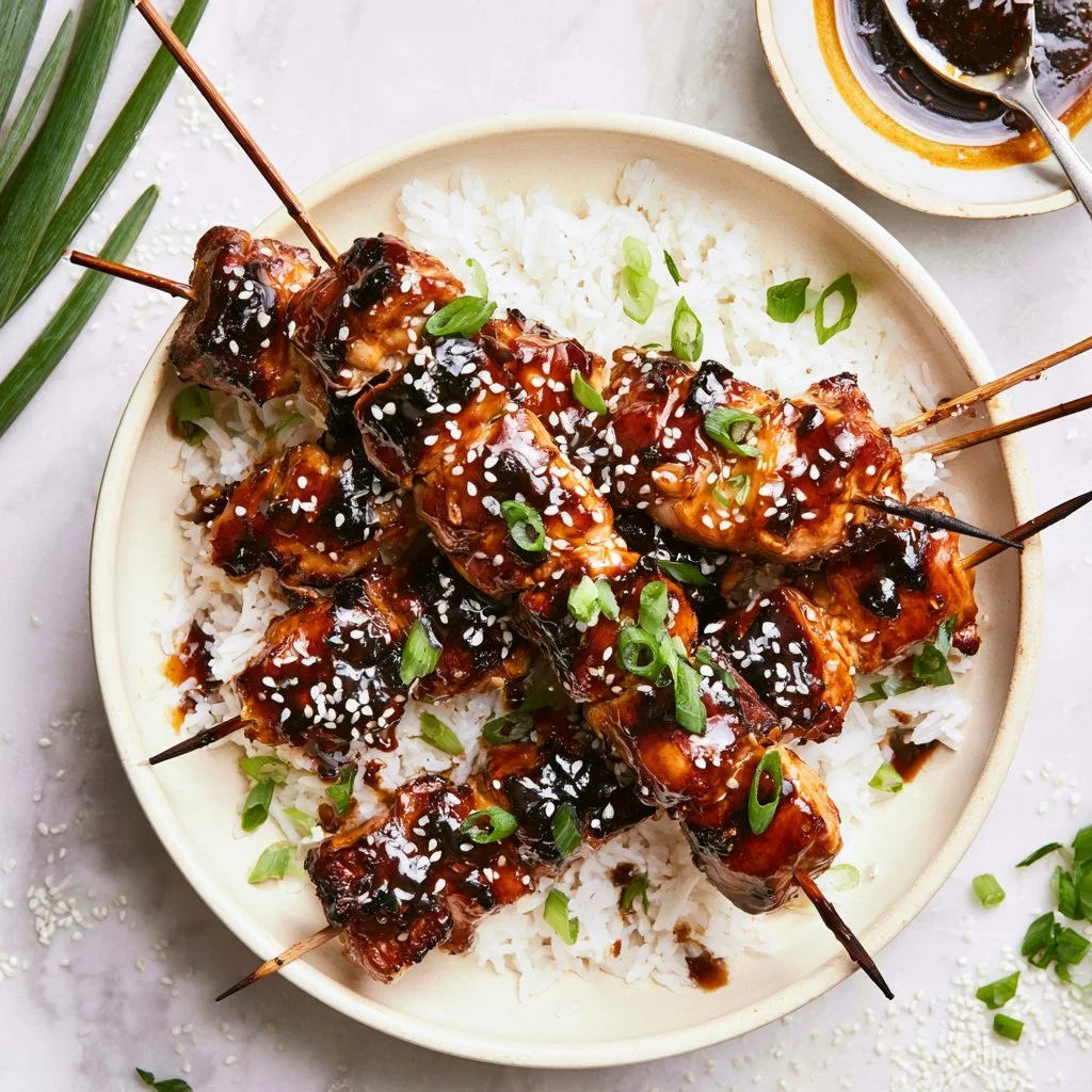 Sweet Chili Glazed Salmon Skewers
