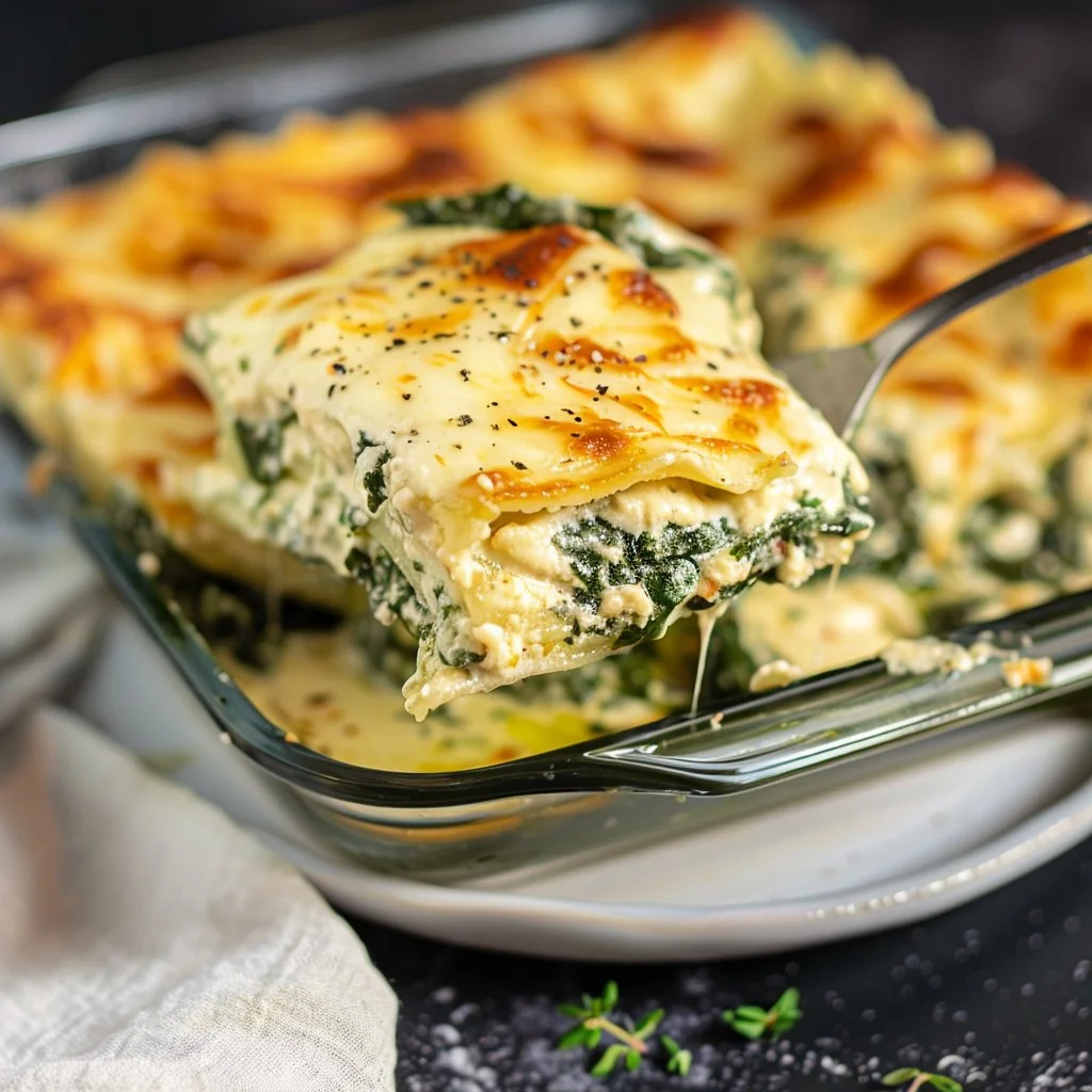 Vegetarian Spinach & Three-Cheese White Lasagna