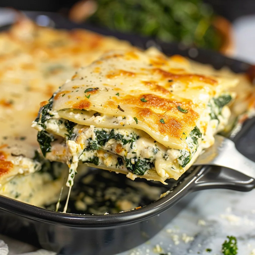 Vegetarian Spinach & Three-Cheese White Lasagna