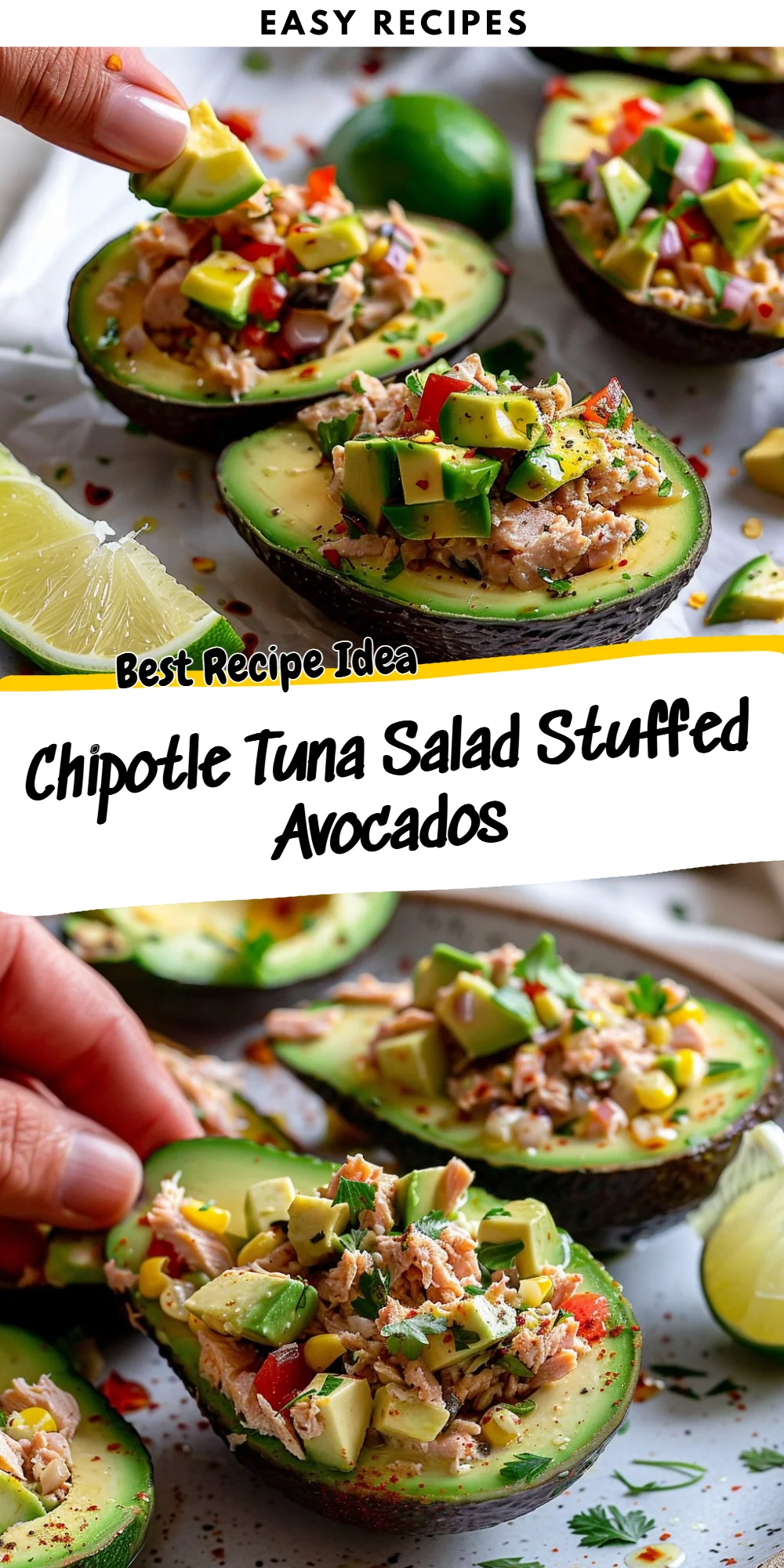 Chipotle Tuna Salad Stuffed Avocados