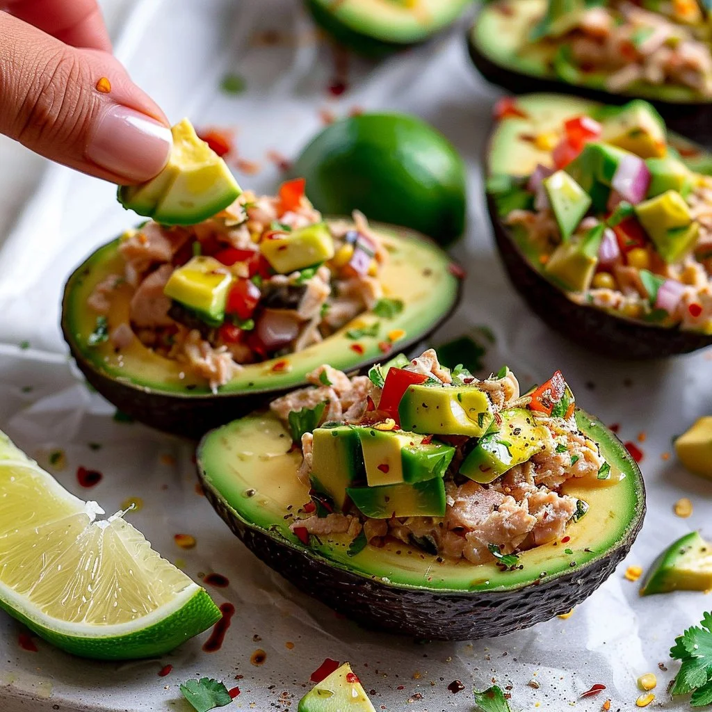 Chipotle Tuna Salad Stuffed Avocados
