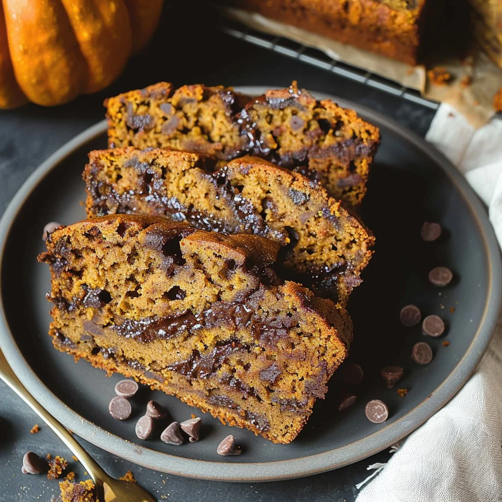 Cinnamon Swirl Pumpkin Bread with Chocolate Chips