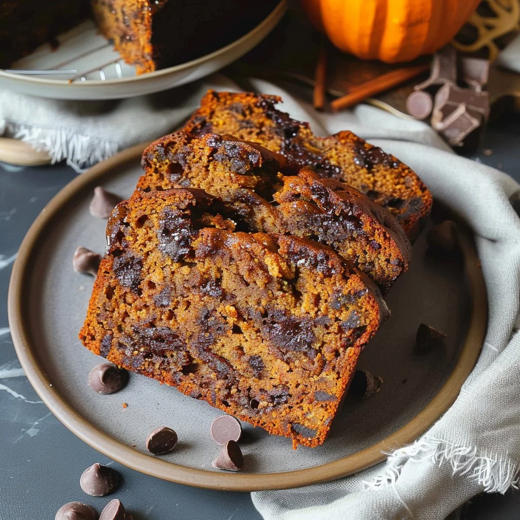 Cinnamon Swirl Pumpkin Bread with Chocolate Chips