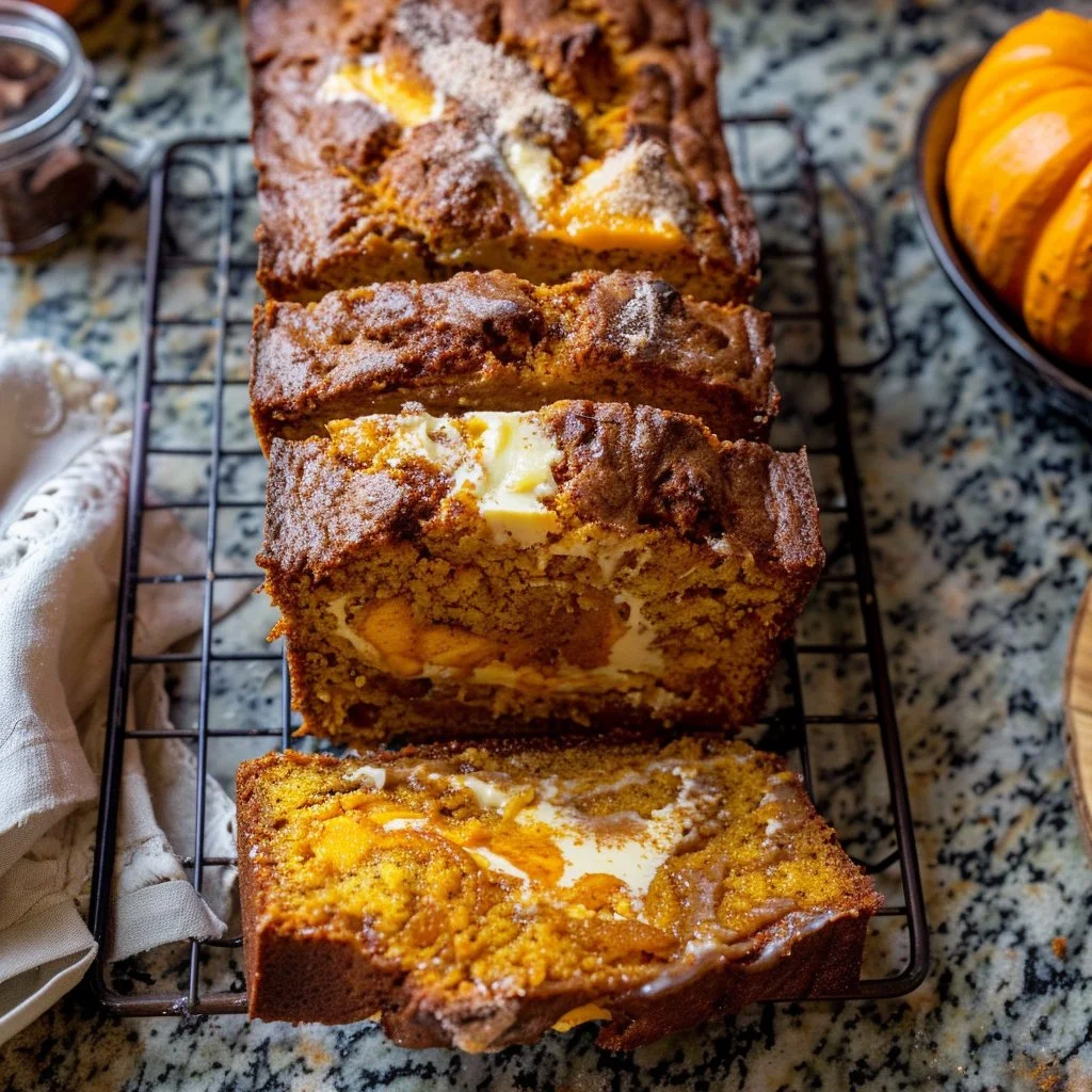 Cream Cheese Swirled Cinnamon Pumpkin Butter Bread