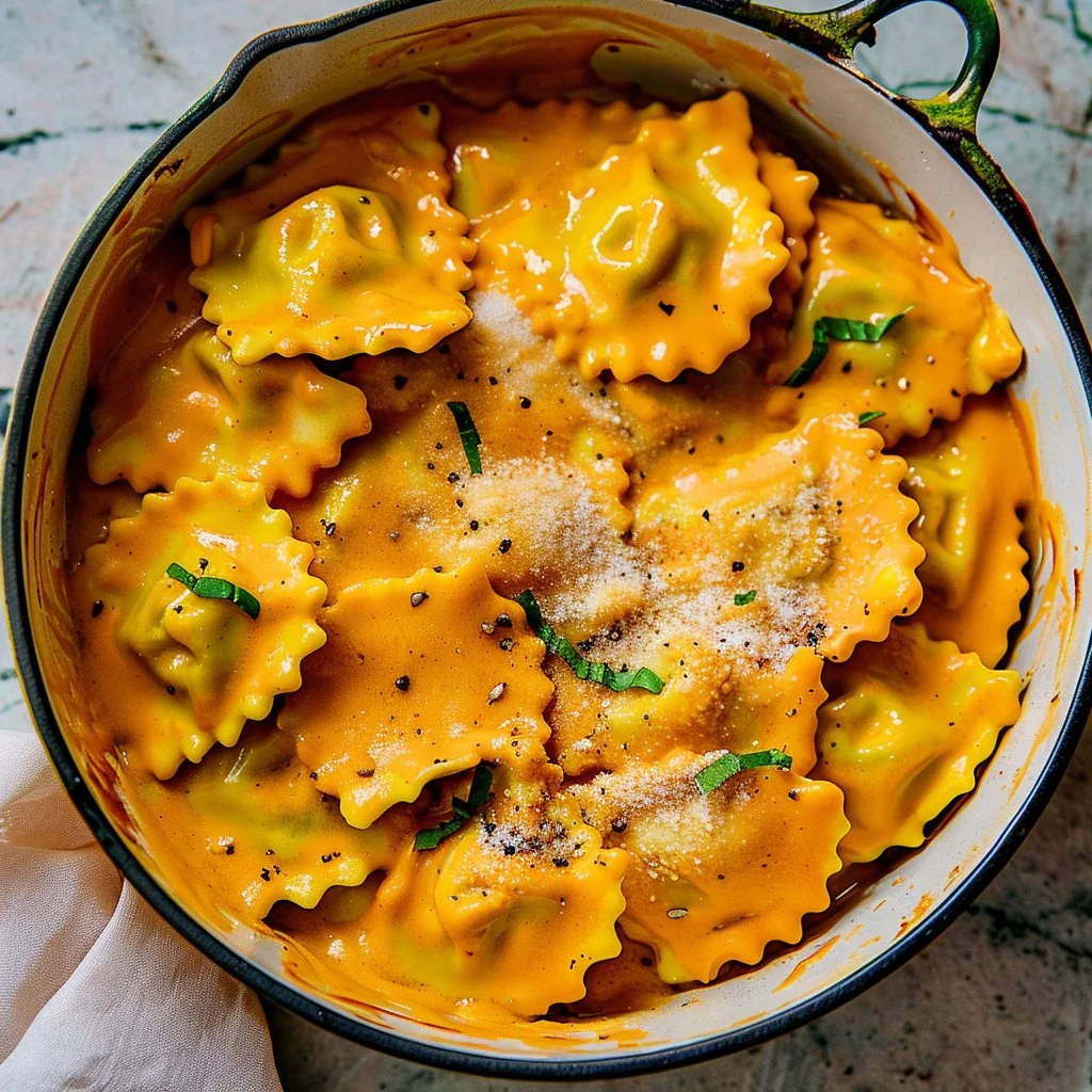 Ravioli with Creamy Butternut Squash Pasta Sauce