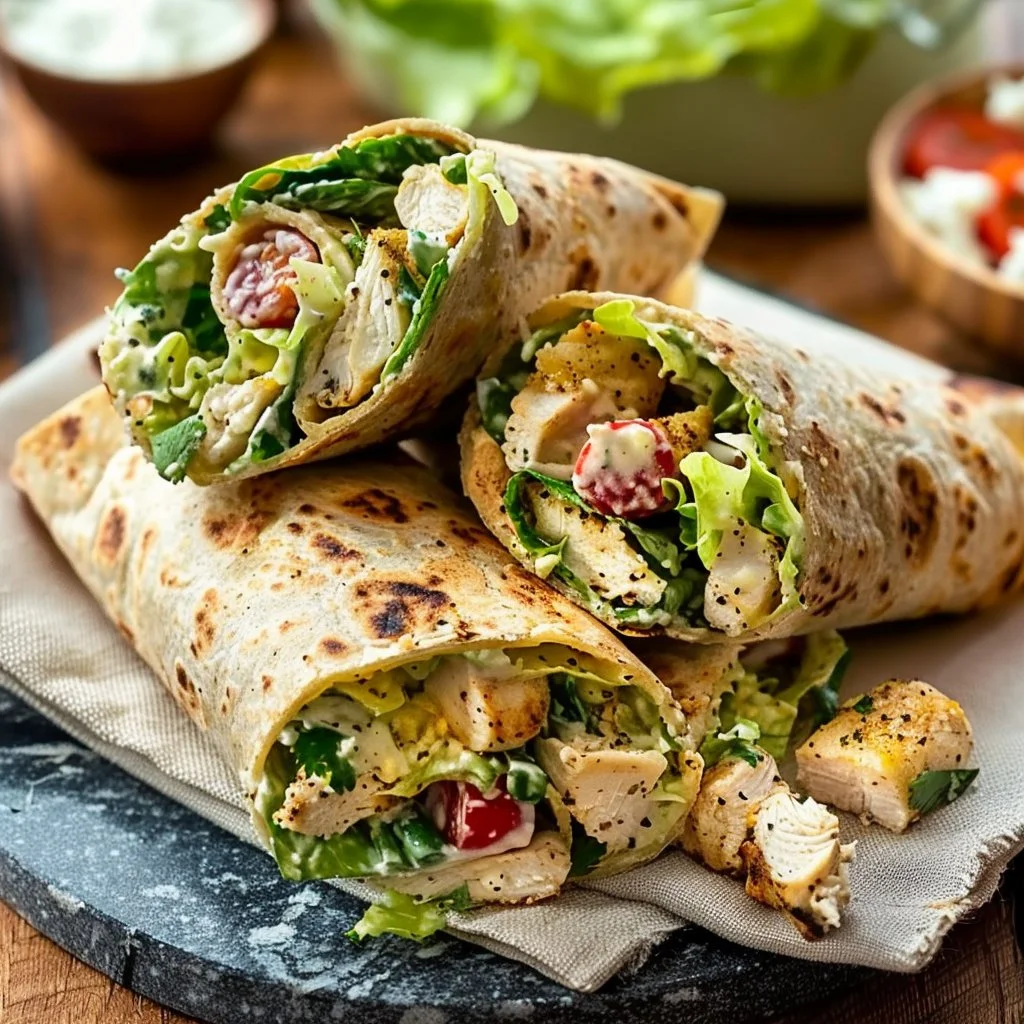 Creamy Chicken Caesar Wraps