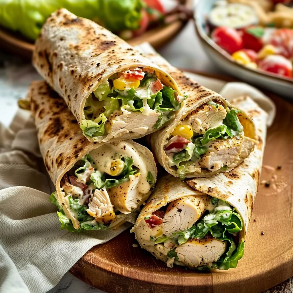 Creamy Chicken Caesar Salad Wraps