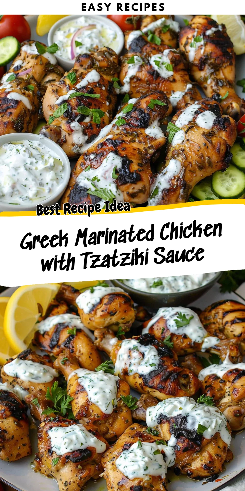 Greek Marinated Chicken with Tzatziki Sauce