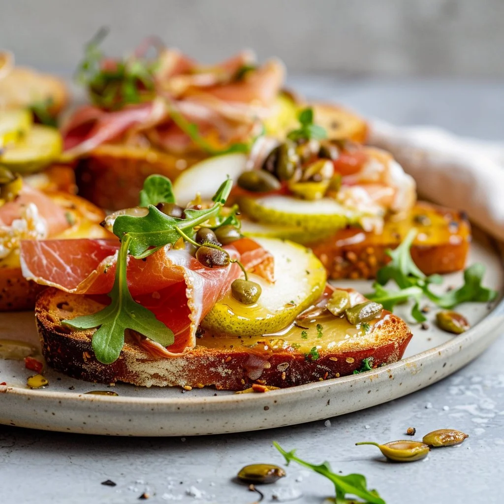 Pear and Prosciutto Crostini
