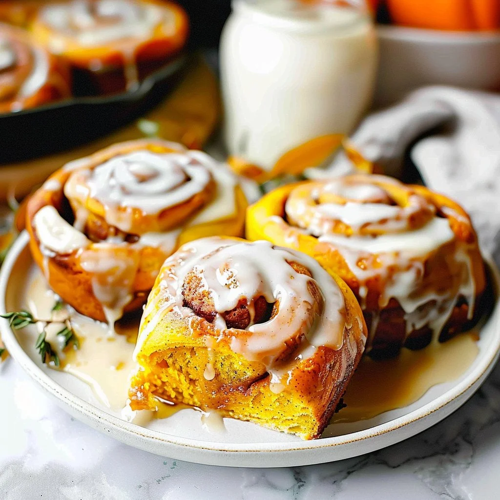 Pumpkin Cinnamon Rolls with Maple Cream Cheese Glaze