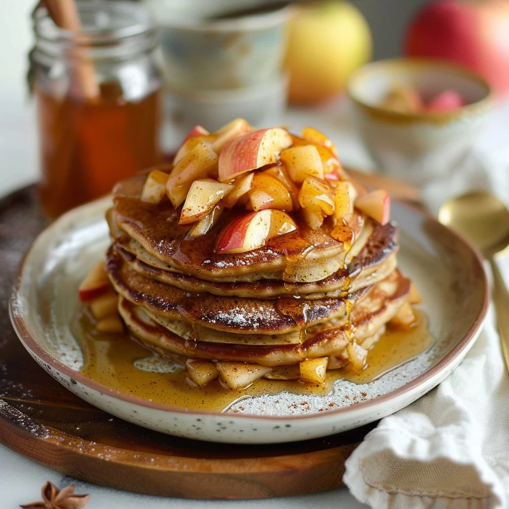 Spiced Apple Pancakes with Cider Syrup