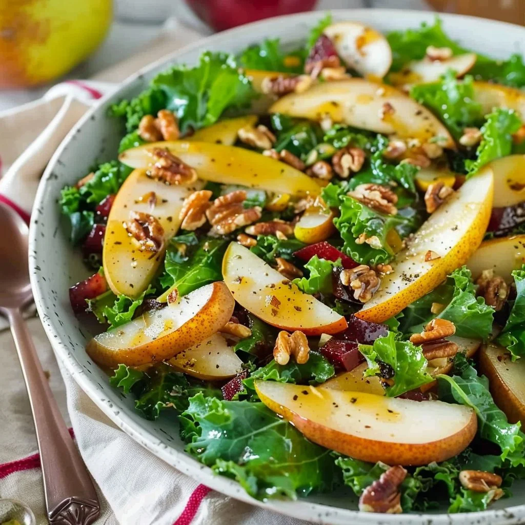 Autumn Kale Salad with Pear and Toasted Walnut
