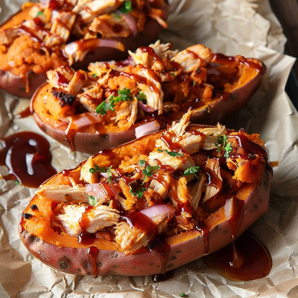 BBQ Chicken Stuffed Sweet Potatoes