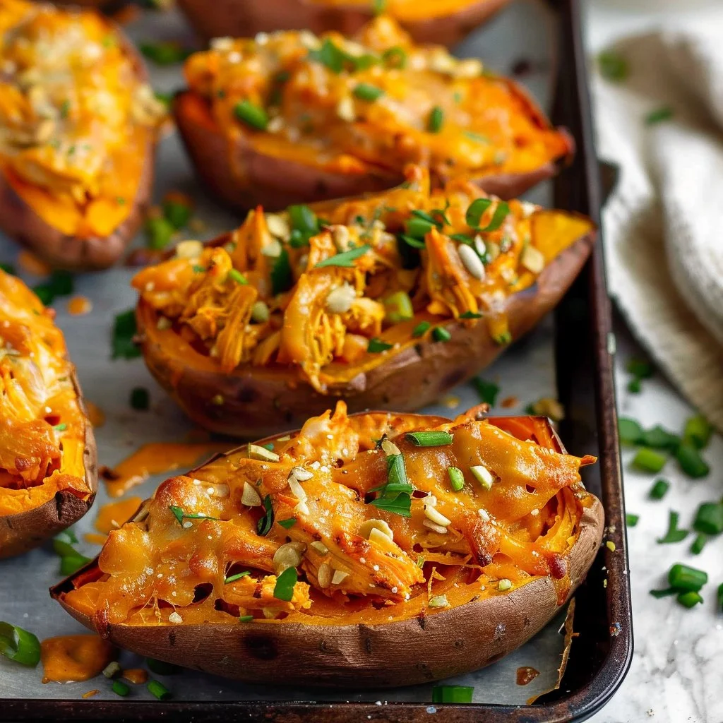 Buffalo Chicken Stuffed Sweet Potatoes Recipe