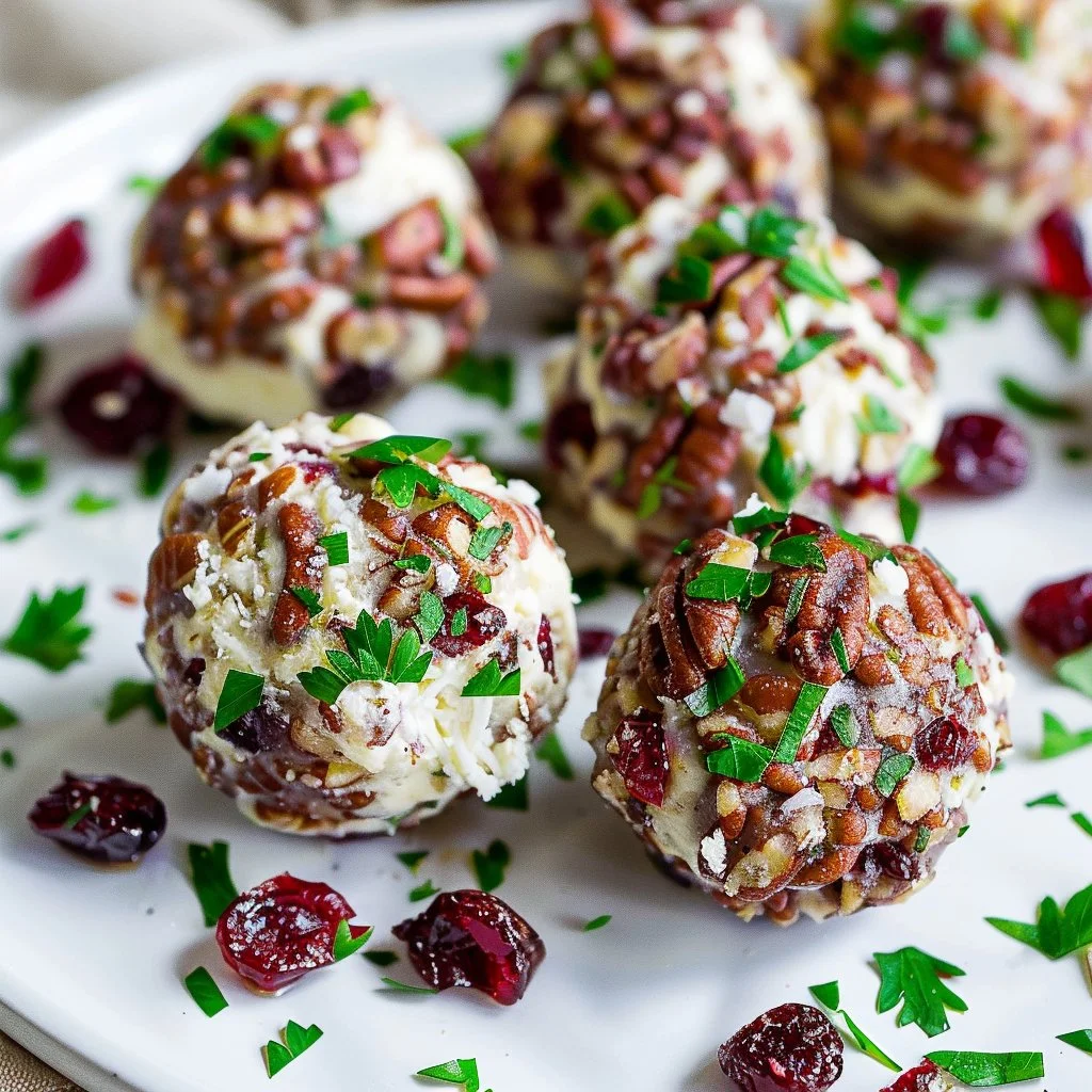 Candied Pecan Cranberry Goat Cheese Balls