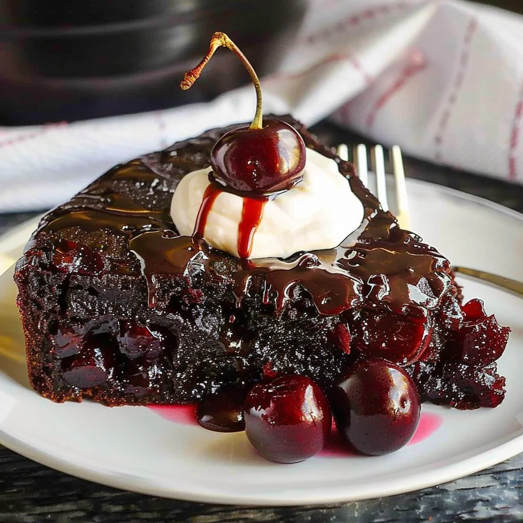 Chocolate Cherry Upside-Down Cake Recipe