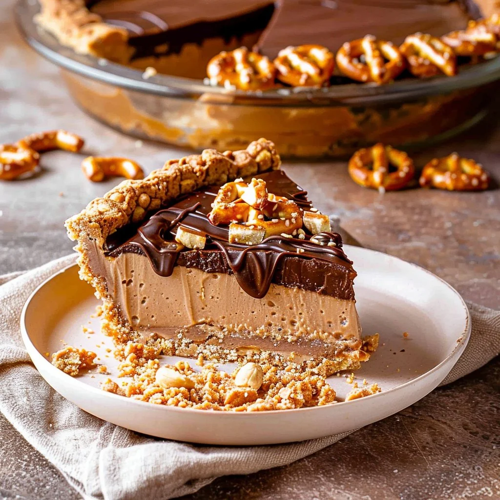 Chocolate Peanut Butter Pie with Pretzels
