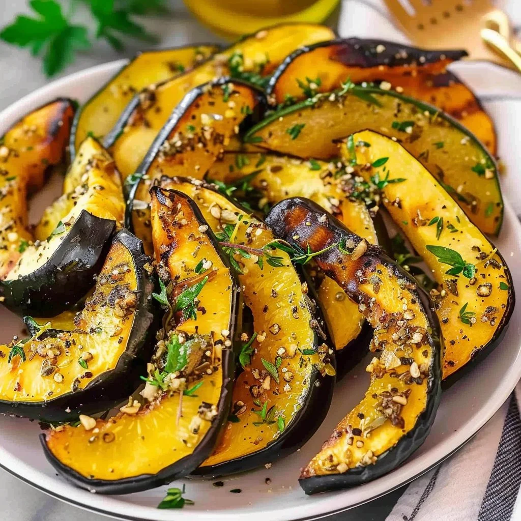 Garlic Herb Roasted Acorn Squash Wedges Recipe