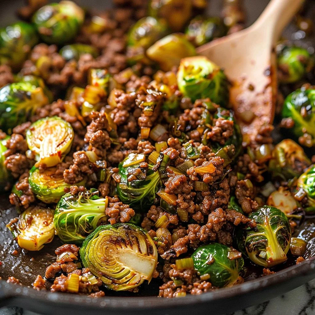 Ground Beef with Brussels Sprouts Recipe