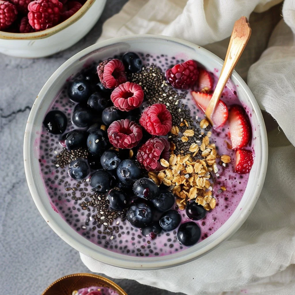 High-Fiber Chia Seed Berry Pudding Bowl