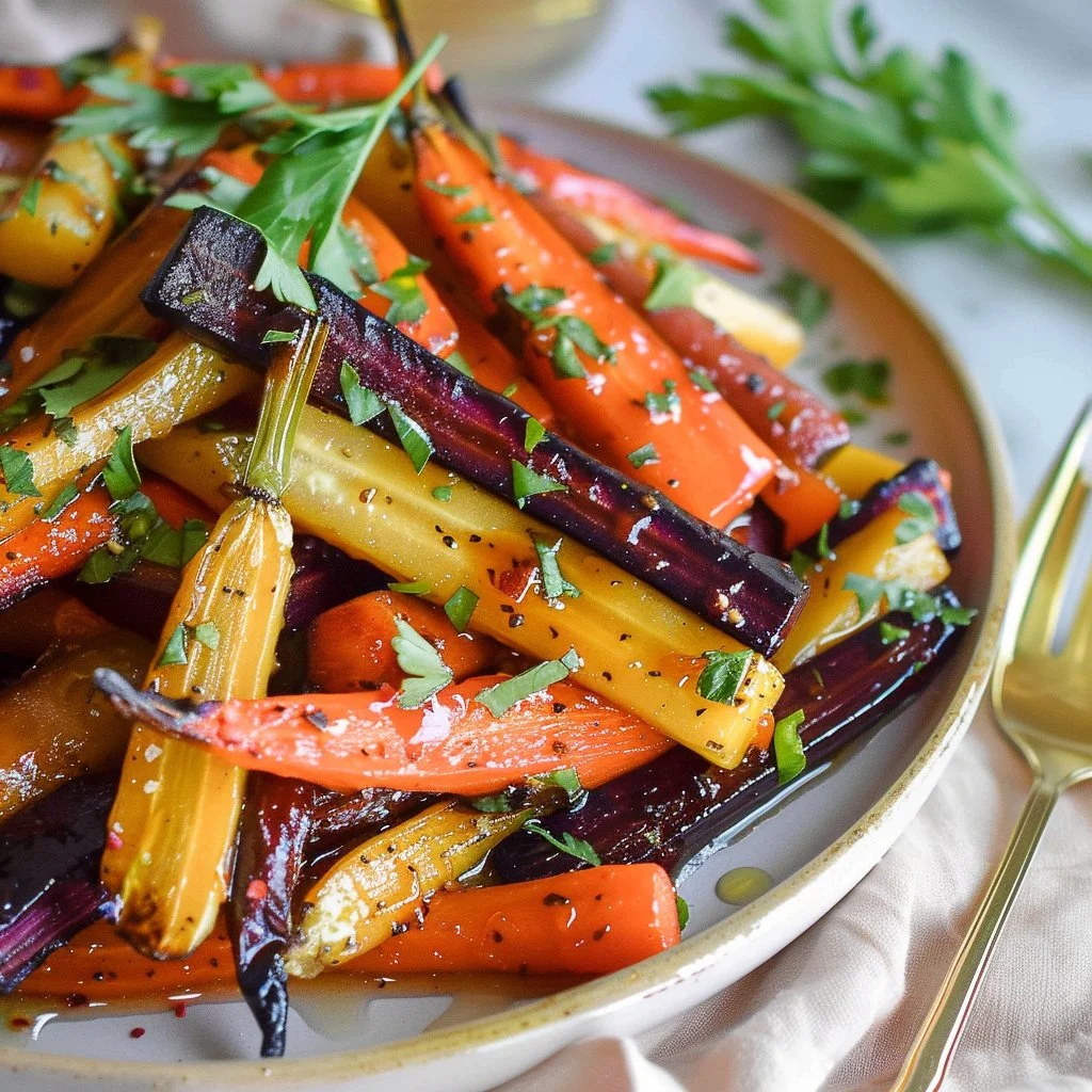 Hot Honey Glazed Rainbow Carrots