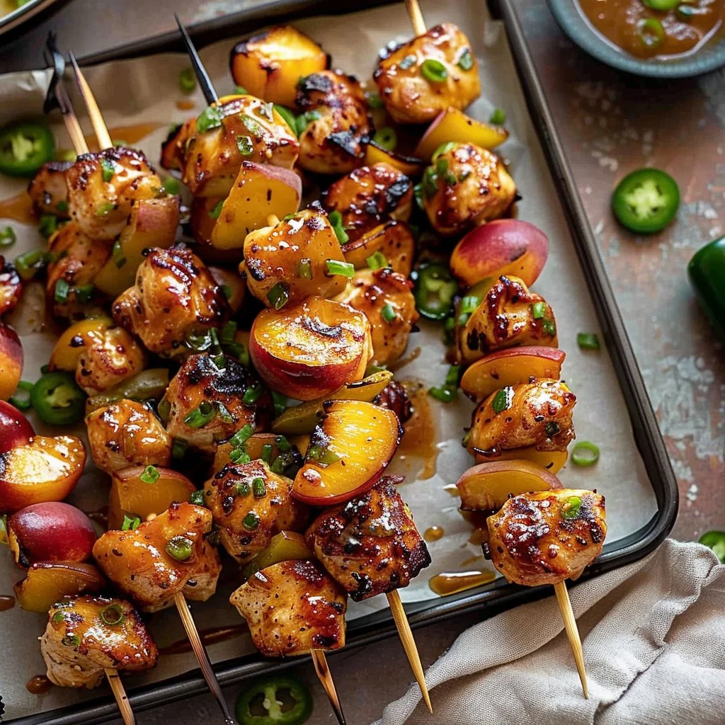 Jalapeno Peach Chicken Skewers