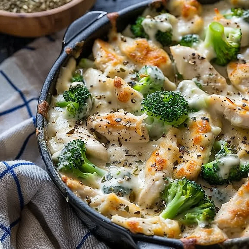 Keto Chicken Alfredo Bake with Broccoli