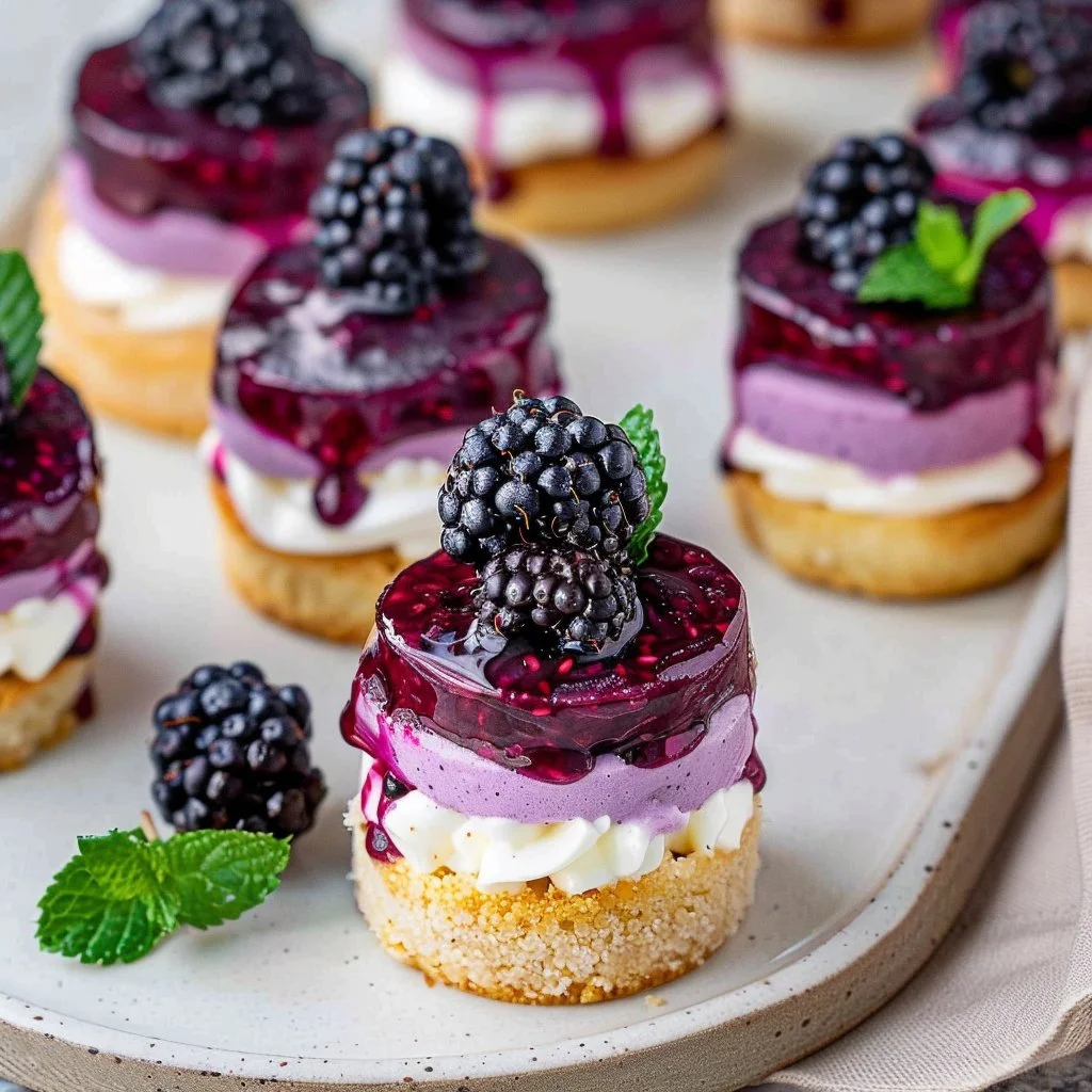 Mini Blackberry Cheesecakes with Fresh Blackberry Compote
