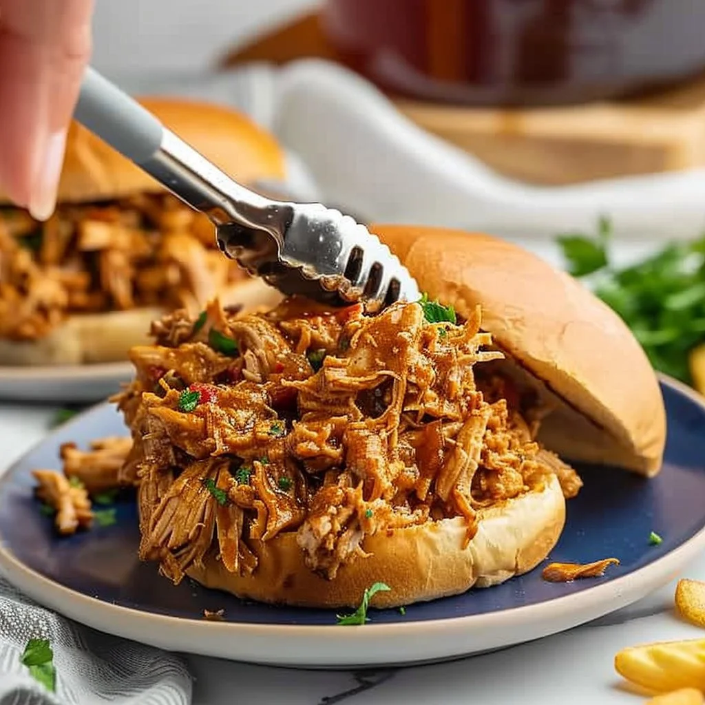 Slow Cooker Honey Garlic Pulled Chicken Sandwiches