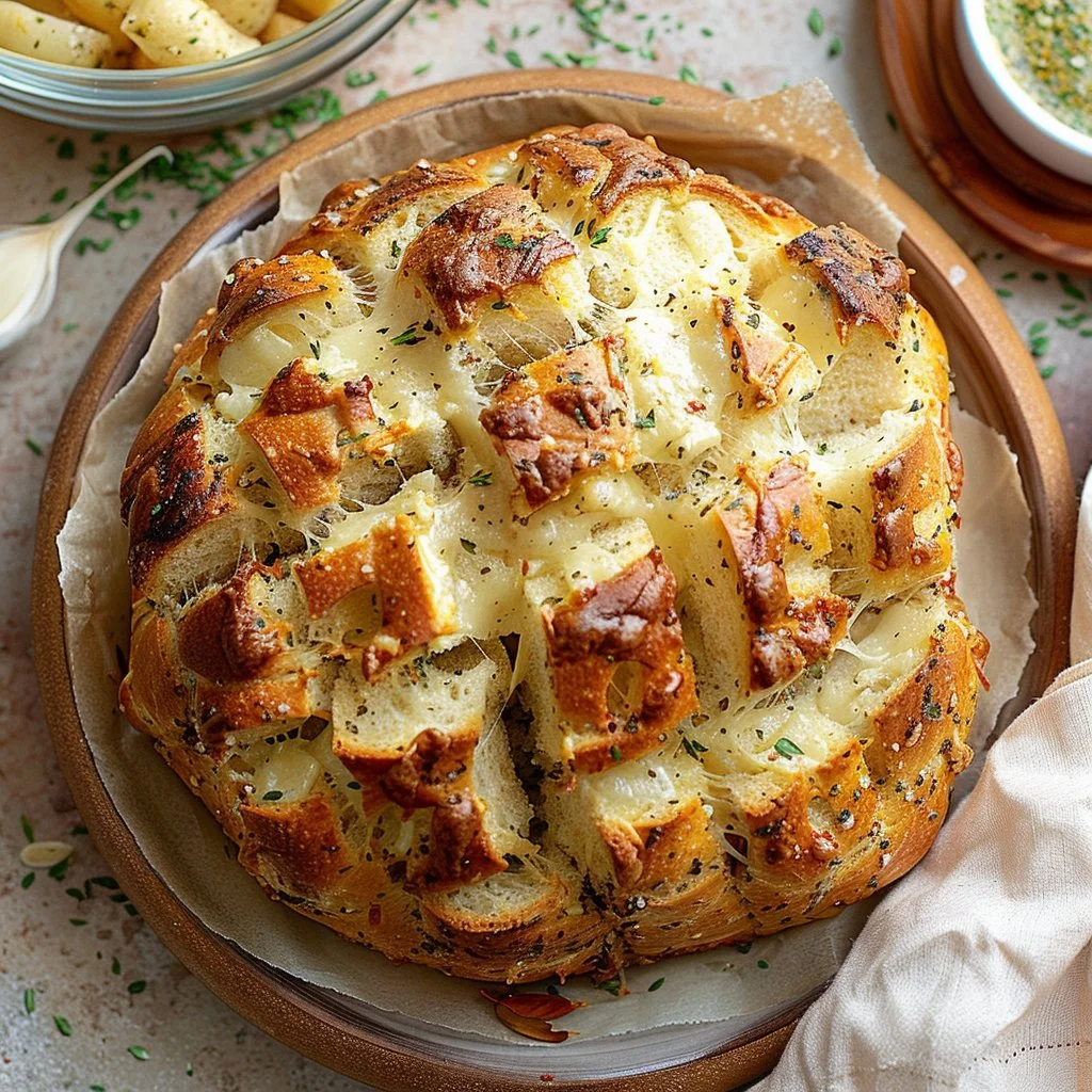 Sourdough Pull-Apart Loaf with Garlic, Herbs, and Cheese