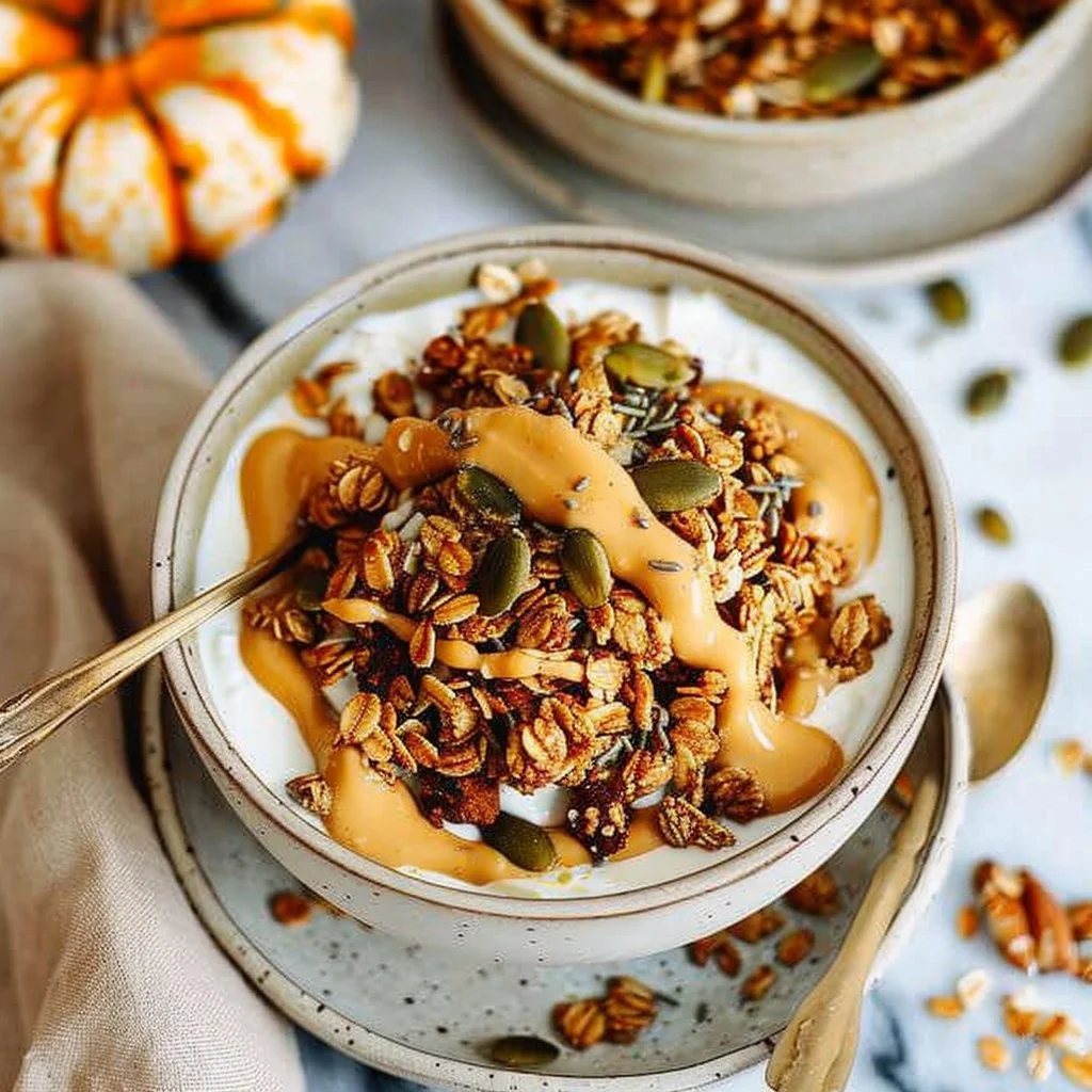 Spiced Pumpkin Seed Granola Bowls with Greek Yogurt