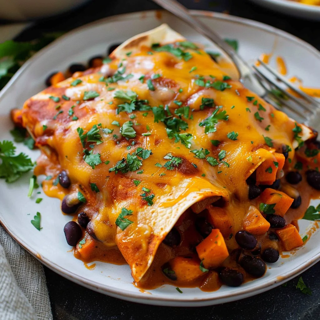 Sweet Potato and Black Bean Vegetarian Enchiladas