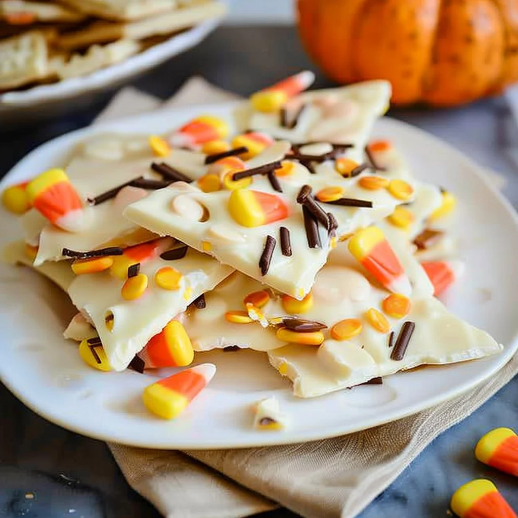 White Chocolate Candy Corn Bark for Halloween