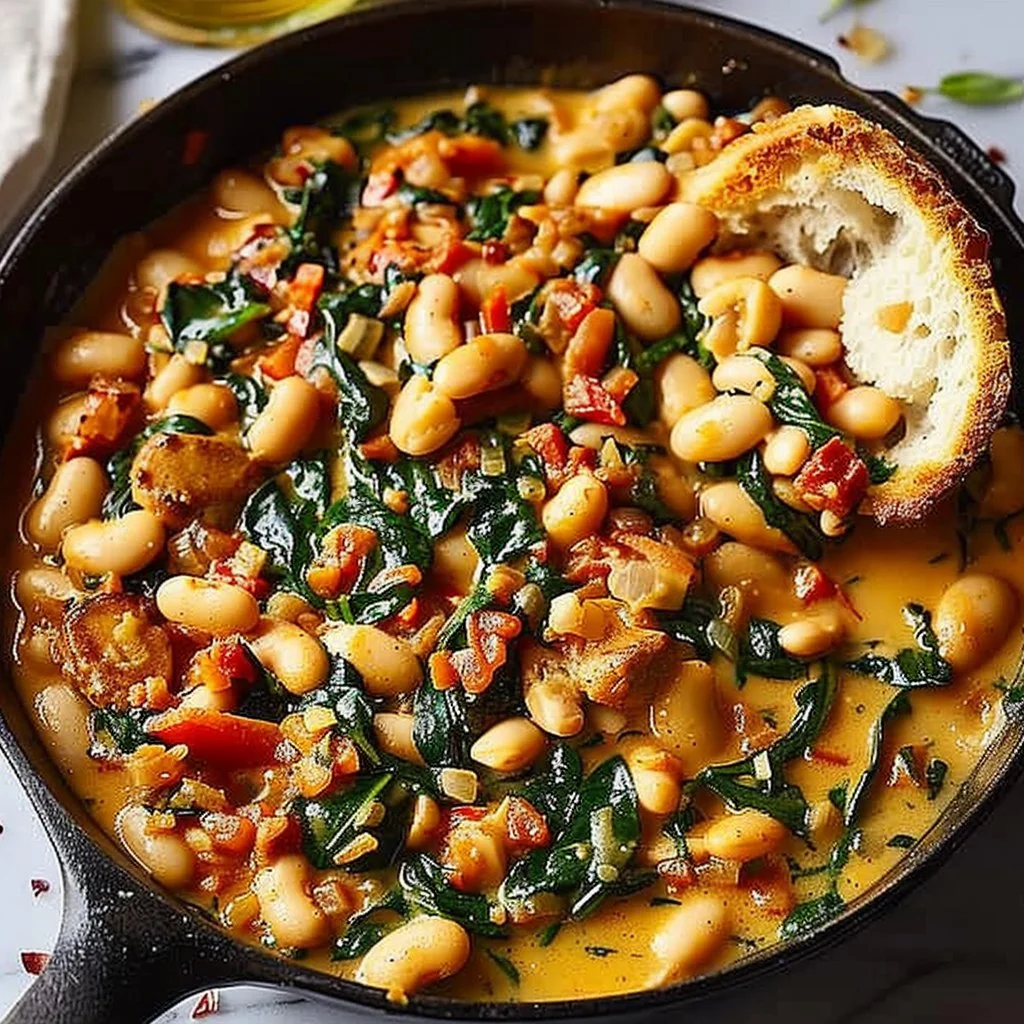 Creamy Tuscan White Bean and Spinach Skillet