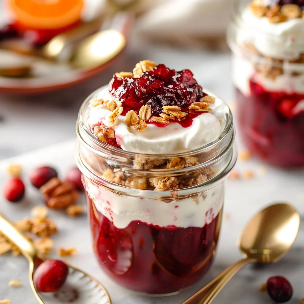 Leftover Cranberry Sauce Yogurt Parfaits