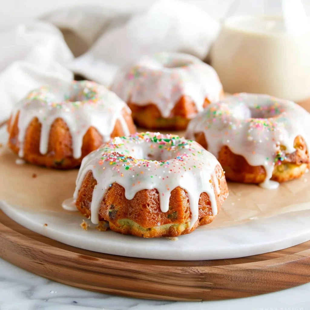 Mini Vanilla Bean Funfetti Bundt Cakes