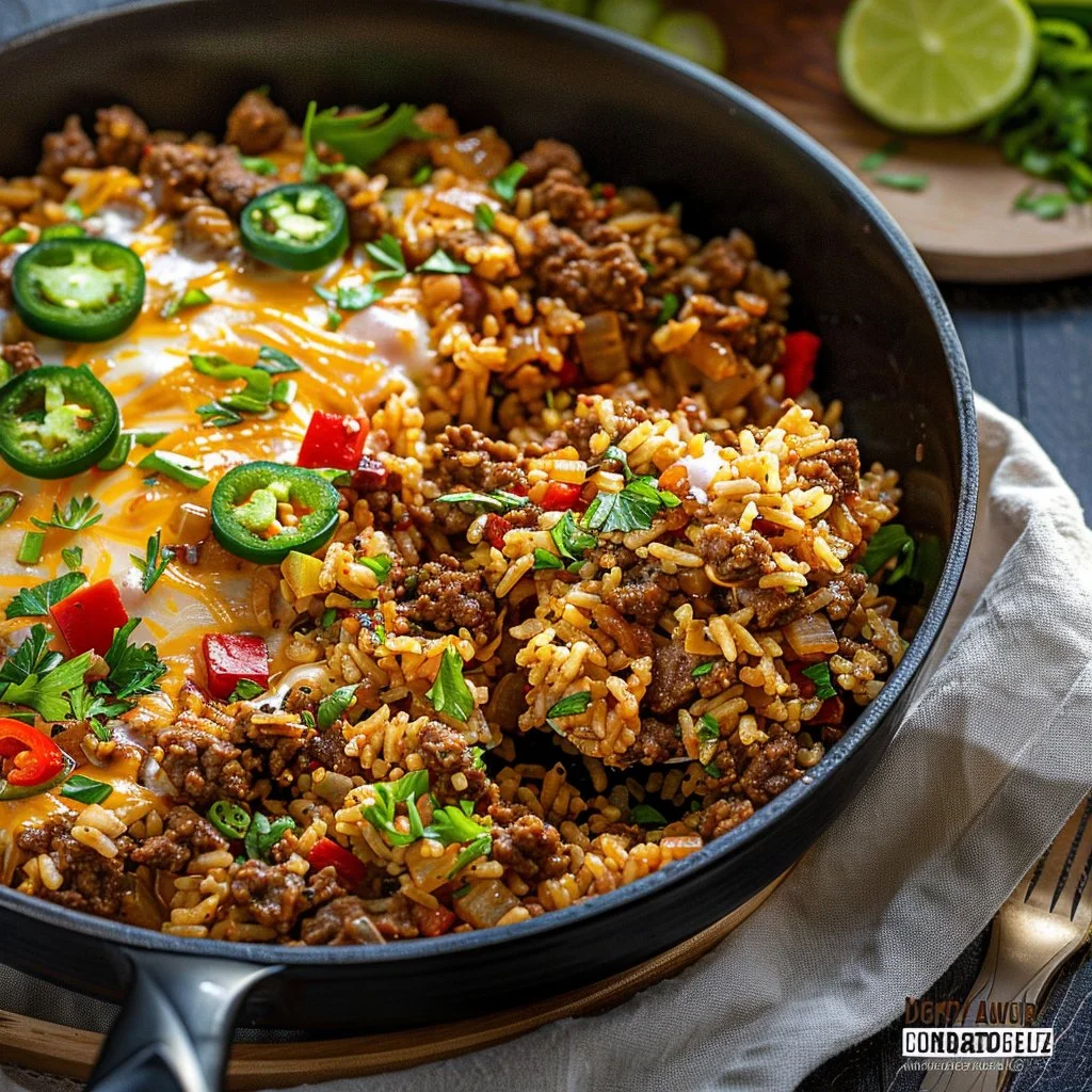 One-Pot Cheesy Cajun Beef Rice