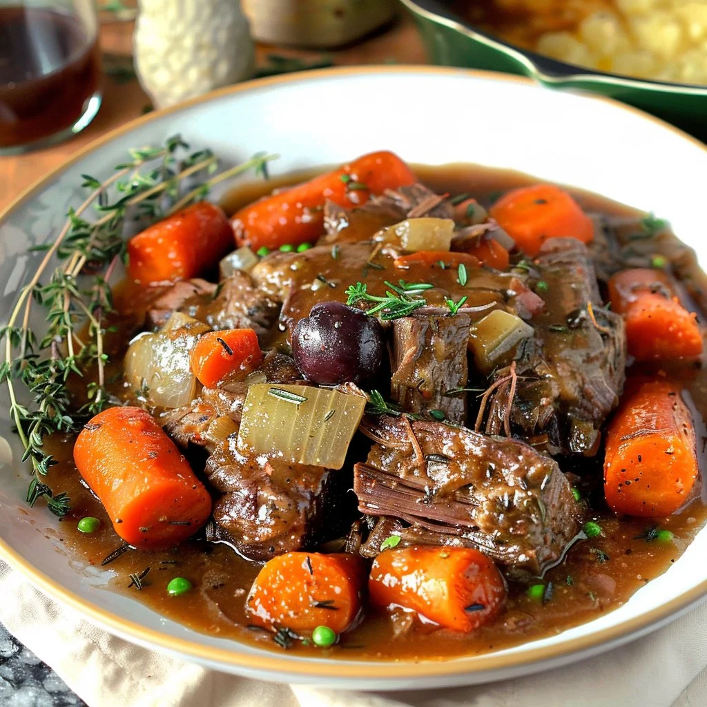 Slow Cooker Rosemary Pot Roast with Carrots and Gravy